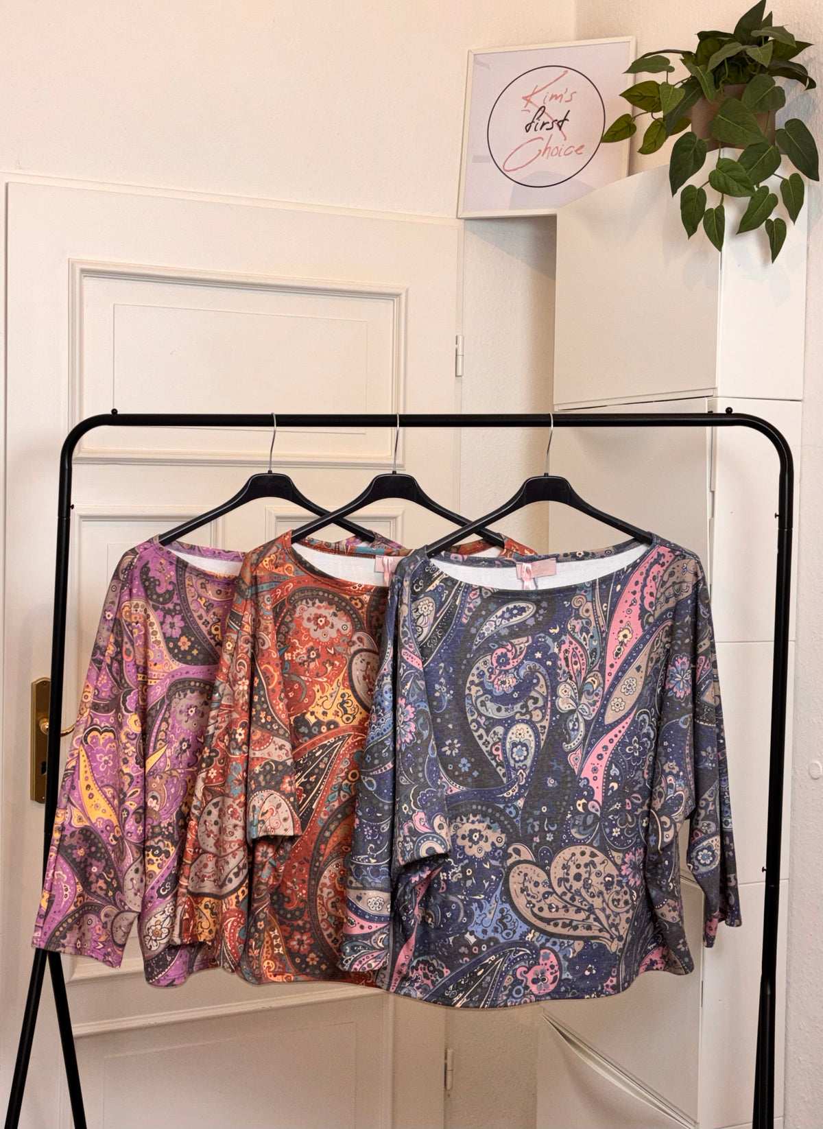 Paisley-Pullover mit weiten Ärmeln