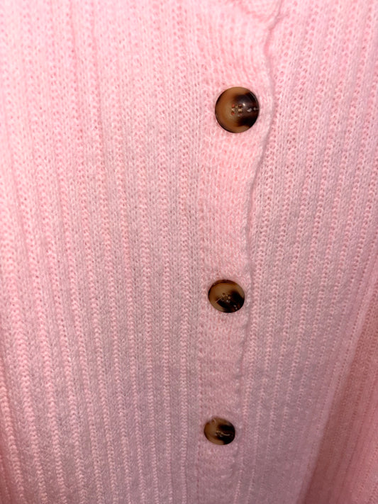 Oversized Ripp-Strickjacke mit Knöpfen