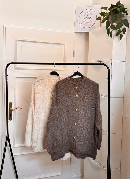 Strick Cardigan mit goldfarbenen Knöpfen